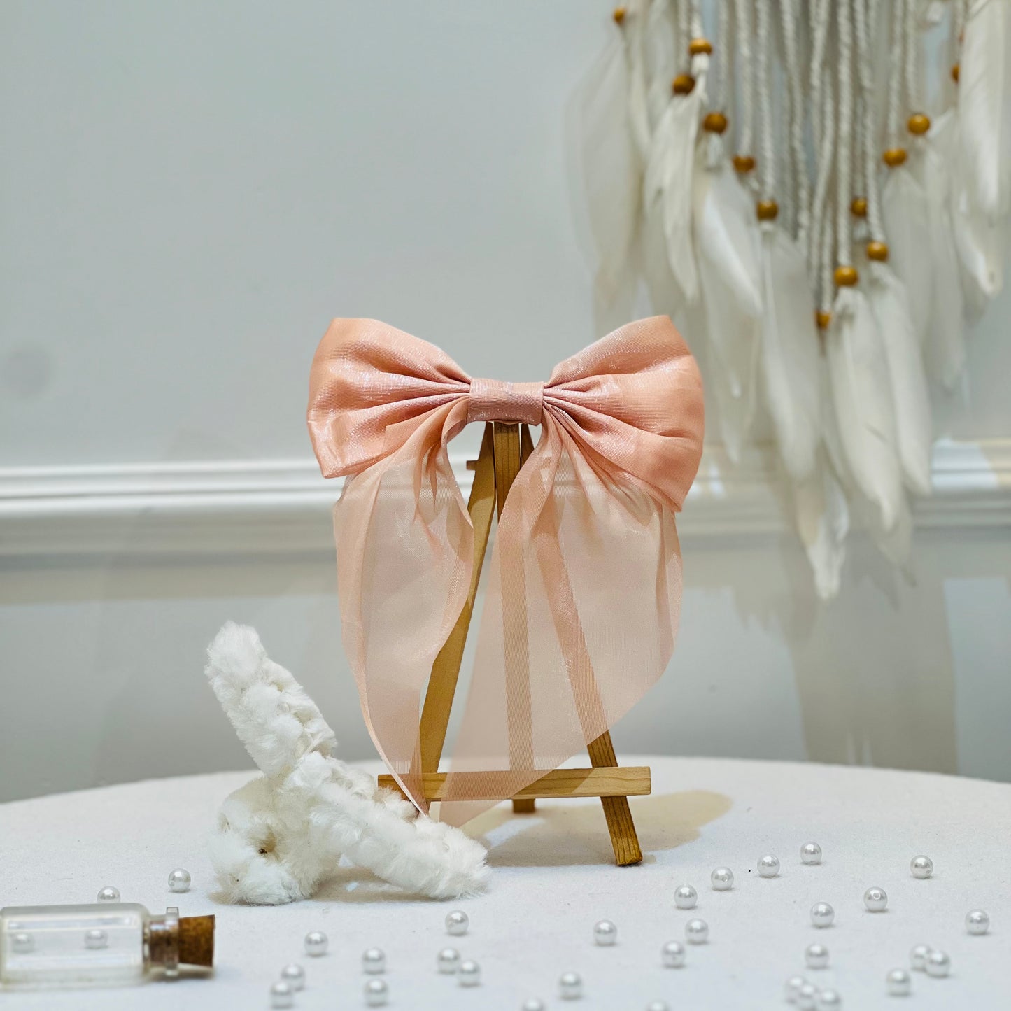 Organza Bow & Fuzzy Claw