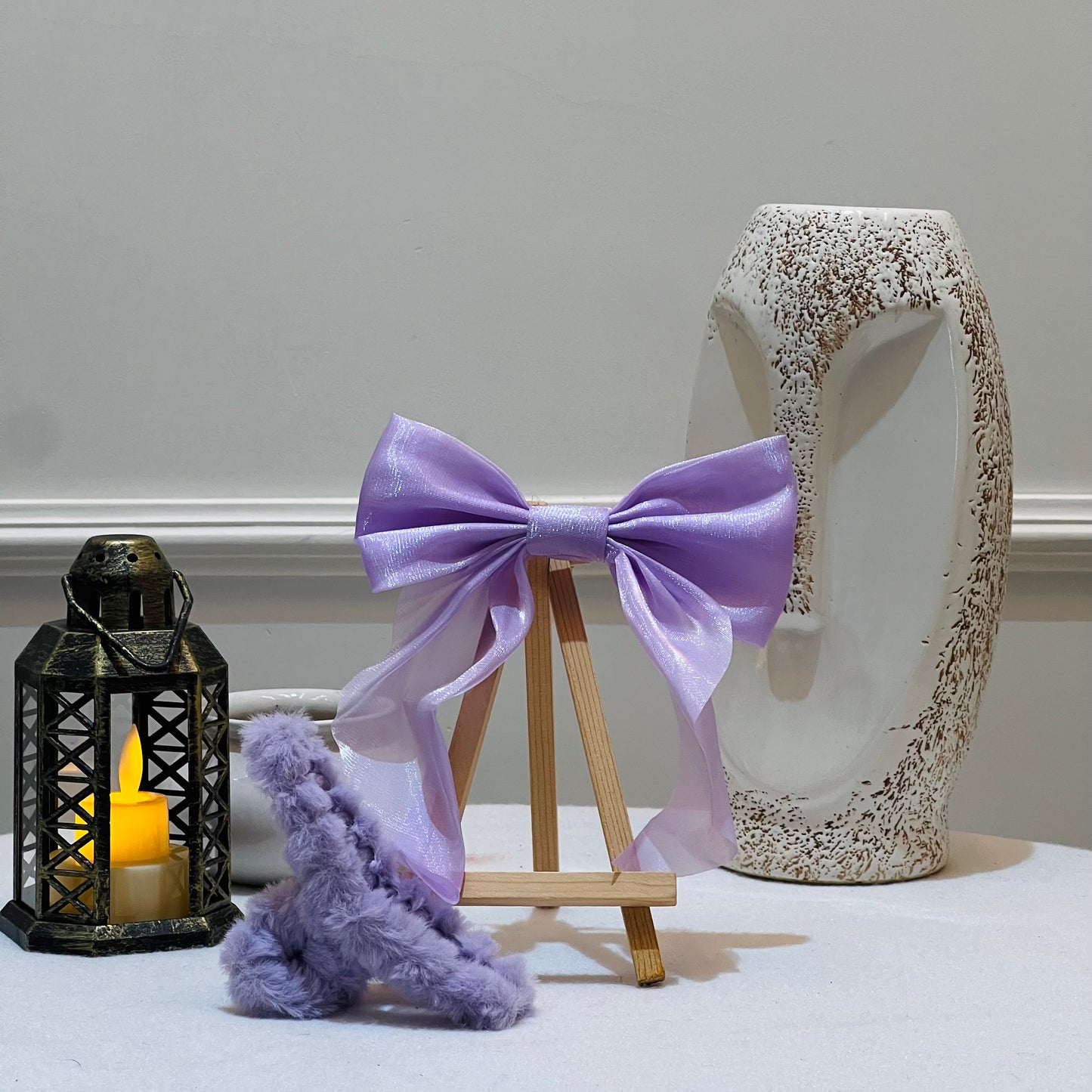 Organza Bow & Fuzzy Claw